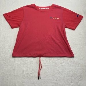 Champion Women’s Draw String Short Mesh Sleeve Tee Coral Pink SZ Small